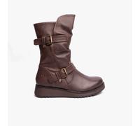 HANNAH4 Mid Calf Side Zip Boots Heavenly Feet Chocolate 7