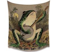 Boho Wall Decor Orange Frog Tapestr Vintage Hanging with Playing Banjo Wall Aesthetic Tapestry for Bedroom Living Room Dorm