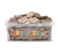 Hannah's Mega Jazzles 600g Resealable Tub | Chocolate Flavour Candy Buttons with Coloured Sprinkles | Large Retro Sharing Size | Ideal for Celebrations and Home Baking