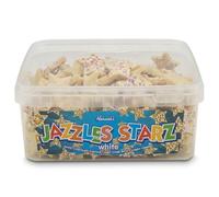 Hannah's White Chocolate Jazzles Starz 600g Resealable Tub | Creamy Star Shaped White Chocolate with Multicoloured Sprinkles | Retro Sweet Shop Favourites for Sharing and Gifting