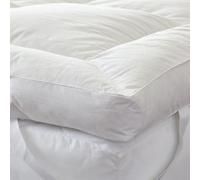 HannaSleep Handmade Premium Goose Feather Mattress Toppers, Extra Thick, Hypoallergenic, Elasticated Straps, Breathable, Temperature Regulating, Machine Washable (Double (135x190cm))