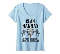Hannay Clan Scottish Name Coat Of Arms Tartan Family Party V-Neck T-Shirt