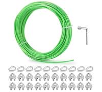 hannger 3MM Wire Rope, 30M Green PVC Coated Cable Steel Wire Kit, Multi-use Guide Line for String Light Hanging Kit/Clothesline for T Post/Climbing Grapevines Plants Outdoor