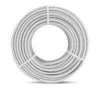 hannger 5MM Wire Rope, 15M PVC Coated Steel Cable 7×7 Strand Core, Ideal Cable Railing System for Stair Handrail Balusters Porch Fence Deck, String Light Hanging, Clothesline, Curtains, Shade Sail