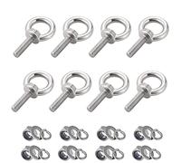 hannger Eye Bolts with Nuts, M10 8Pcs EyeBolts Stainless Steel Machinery Shoulder Lifting Ring Eye Bolt Heavy Duty Screws Bolt with Lock Nuts & Lock Washers, Flat Washers - Thread Length 35mm