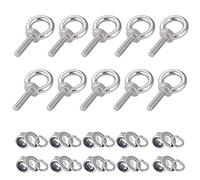 hannger Eye Bolts with Nuts, M8 10Pcs EyeBolts Stainless Steel Machinery Shoulder Lifting Ring Eye Bolt Heavy Duty Screws Bolt with Lock Nuts & Lock Washers, Flat Washers - Thread Length 30mm