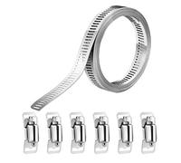 hannger Hose Clips Set, 2.5M DIY Large Hose Clamp Worm Drive Hose Clamps Adjustable Jubilee Clips Assorted with Screw Clamp 6 Pcs for Radiator | Automotive | Mechanical Plumbing | Tube and Fuel Line