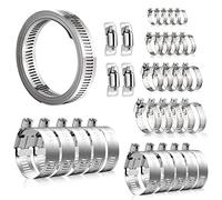 hannger Jubilee Clips Assorted, 2M Large Hose Clamp with Pack of 30PCS Stainless Steel Hose Clips Adjustable Sizes 6-51mm Range for Securing Hose Connections Radiator Automotive Mechanical Plumbing