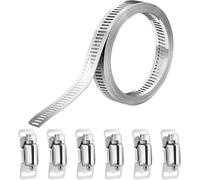 hannger Stainless Steel Jubilee Clips Assorted, 2.5M DIY Large Hose Clamp Worm Drive Adjustable Hose Clips Set with 6 Pcs Screw Clamp for Radiator | Automotive | Mechanical Plumbing | Tube | Fuel Line