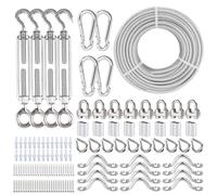 hannger Stainless Steel Turnbuckles for Cables Wire Kit, 5MM Wire Rope w/ 7×7 Strands 60M PVC Coated Steel Cable for Railing System Kit, Garden Cable Trellis, String Light Hanging