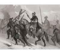 Hannibal crossing the Alps on his overland journey into Italy 3rd century BC. Hannibal Barca 247 ÔøΩ c.183 BC. Carthaginian general. Illustration by an unknown 19th century artist after a work by