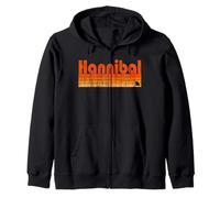 Hannibal, Missouri Retro 80s Style Zip Hoodie