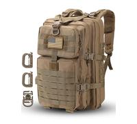 Hannibal Tactical 40L MOLLE Assault Pack, Tactical Backpack Military Army Camping Rucksack, 3-Day Pack Trip w/USA Flag Patch, D-Rings, Coyote