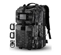 Hannibal Tactical MOLLE Assault Pack, Tactical Backpack Military Army Camping Rucksack, 3-Day Pack, Black Camo, 40L US, Tactical