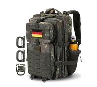 Hannibal Tactical 45L/28L MOLLE Assault Backpack, Tactical Backpack Military Army Camping Rucksack with Bottle Holder, German Flecktarn, 45L US, Tactical Backpack