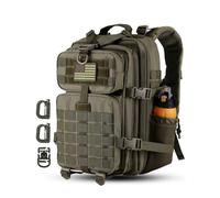 Hannibal Tactical 45L/28L MOLLE Assault Backpack, Tactical Backpack Military Army Camping Rucksack with Bottle Holder, 3-Day Pack Trip w/USA Flag Patch, D-Rings, Black, Olive, 45L US