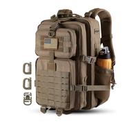 Hannibal Tactical 45L/28L MOLLE Assault Backpack, Tactical Backpack Military Army Camping Rucksack with Bottle Holder, Coyote, 45L US, Modern