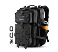 Hannibal Tactical 45L/28L MOLLE Assault Backpack, Tactical Backpack Military Army Camping Rucksack with Bottle Holder, Black, 45L US