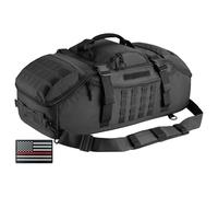 Hannibal Tactical Large Duffle Bag, 3-in-1 Tactical Backpack MOLLE Pack for Sports, Gym, Outdoor, Black, Black Red Patch, L, Outdoor Activity