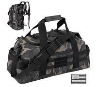 Hannibal Tactical Large Duffle Bag, Tactical Backpack MOLLE Pack for Sports/Gym/Outdoor, Black Camo, 35L