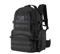Hannibal Tactical MOLLE Assault Backpack, 50L Tactical Backpack Military Army Camping Rucksack, 3-Day Advanced backpack, Field operator pack, Black with Blue Patch