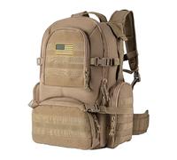 Hannibal Tactical MOLLE Assault Backpack, 52L Tactical Backpack Military Army Camping Rucksack, 3-Day Pack Trip, Coyote