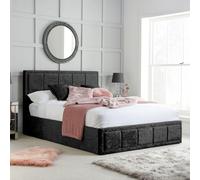 Hannover Ottoman Storage Bed - Black Velvet Fabric - Sizes Available