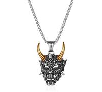 Hannya Demon Mask Titanium Steel Men Necklaces Pendants Chain Punk for Boyfriend Jewelry Hip hop Party Creativity Gift