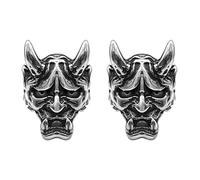 Hannya Stud Earrings Japanese Halloween Jewelry Devil Mask Skull Earring for Men Women (Stud B), Zinc, No Gemstone