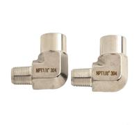 HanOaki 1 8 NPT 90 Degree Elbow Connector 2 Pieces Silver 304 Stainless Steel Forged Pipe Fitting Max 2800 PSI for Industrial Pipeline Connection