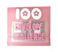 HanOaki 100 Envelope Challenge Binder | Waterproof PVC Organizer with Labeled Slots | for Budget Planning, Savings Tracking & Goal Management | 18x6x3cm(pink)