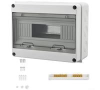 HanOaki 12-Way Outdoor Distribution Box With IP65 Waterproof And Dustproof Mounted ABS/PC Fuse Box Featuring Transparent Door For Easy Circuit Status Viewing