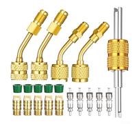 HanOaki 20Pcs HVAC AC Connector Set Solid Brass Adapters Fit R32 R410A R454B A2L for mini Split Air Conditioning Hand Tight Seal Repair Kit for Professional HVAC Technician Use