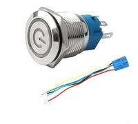 HanOaki 22mm Metal Push Button Switch with Power LED, 12-24V Latching Rocker Switch, IP66 IK09 Waterproof for Automotive Marine Accessories, Red/Yellow/Blue/Green/White Light(Red)