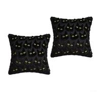 HanOaki 2Pcs Halloween Black Cat Throw Pillow Covers Set, Soft Faux for Sofa, Bed, Accent chair(YELLOW EYES 50×50cm)