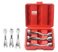 HanOaki 3PCS 14mm 17mm 19mm 1/2 Drive Fuel Injector Tube Socket Wrench Set L Shape Grooved Tip For BMW FOR Mercedes FOR Opel 2.5TD Engines(RED)