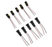 HanOaki 5 Pairs 12V 2 Pin Sealed Waterproof Wire Connector IP67 Cable-Plug Set for Car Motorbike Truck Caravan Boat Wiring with Crimp Terminals and Silicone Rubber Cable Seals
