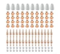 HanOaki 85 Pieces Plasma Cutting Cutter Consumables Kit Compatible With PT31 Air Torch for CUT-40 CUT-50D CT-312 Including 30 Tips 15 Electrodes 10 Shield Cups 30 Swirling Rings