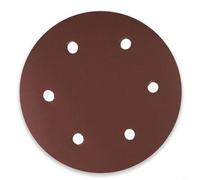 HanOaki 9 Inch Sandpaper 6 Holes Hook-Loop Backing for Dust Extraction Fast Grinding Polishing Alumina Multiple Grits Red 5 Pieces for Wood Metal Car Furniture(180Grit)