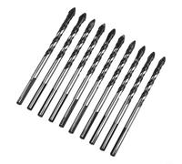 HanOaki Carbide Drill Bits 6mm for Tile Glass Concrete Brick Marble Stone 10PCS Heavy Duty Spiral Shaft Triangular Handle Black Precision Hole Drilling(10PCS)