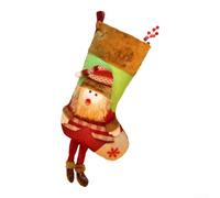 HanOaki Christmas Stockings Burlap Hanging Santa Snowman Reindeer Pattern Large 30x60cm Rustic Decorative Socks for Mantel Tree Candy Small Presents Velvet Brown(A)