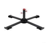 HanOaki Foldable Steel Christmas Tree Stand With Heavy Duty Build And Adjustable Features For Secure For Indoor And Outdoor Tree Setup Up To 10 Feet Tall(#58 Black)