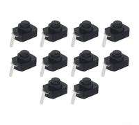 HanOaki for MINI Torch Push Button Switch 1A 30V 2 Pin Latching On Off Copper Contact Black for Small Flashlight and Digital Gadgets - 10PCS