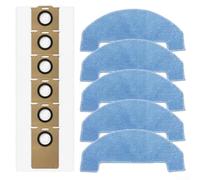 HanOaki for Ultenic T10Lite & T20Pro Robot Vacuum Replacement Kit: 5 Microfiber Mop Cloths + 6 Dust Bags, Clog-Free Design, Strong Seal for Hygienic Cleaning