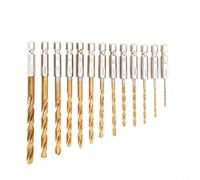HanOaki HSS High Speed Steel Drill Bit Set with Hex Shank for Cordless Screwdriver Wood Plastic Drilling Tools 1.5mm-6.5mm 13 Pieces
