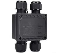 HanOaki IP68 Waterproof 4-Way 2-In 2-Out Junction Box Connector for Outdoor Electrical Wiring, Compatible with 5-14mm Cable Sizes, PA66 Nylon Construction, Black(10-14mm)