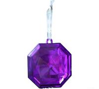 HanOaki Square And Round Plastic Christmas Ornaments With Glitter Gem Details For Hanging On Trees And Holiday Displays In Lightweight Design(Amethyst Purple)