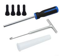 HanOaki Tyre Valve Stem Removal Tool Kit Metal Plastic T Handle Puller Hook Positioning Tube No Need Remove Tyre for Car Motorcycle Truck Tubeless Tire Maintenance Repair Set(D)