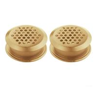 HanOaki Ventilation Grille Cover for Wardrobe Shoe Cabinet, Double-Sided 35mm Louvre Air Vent with Dust & Insect Resistance, Stainless Steel Gold Finish(2pcs)