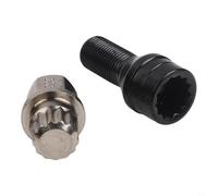 HanOaki Wheel Lock Bolts M14x1.25 M12x1.5 60°Tapered Seat Black Silver Anti Theft Wheel Studs with Key Fit for BMW for MINI Series Multiple Models 36136776076 Stainless Steel(M14*1.25)